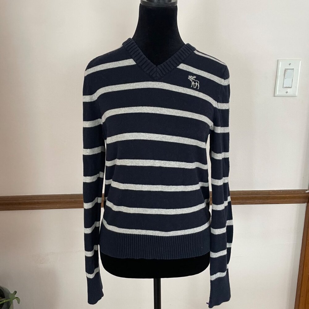 Y2K Abercrombie and Fitch Women’s S Striped Navy White Sweater S Indie Preppy